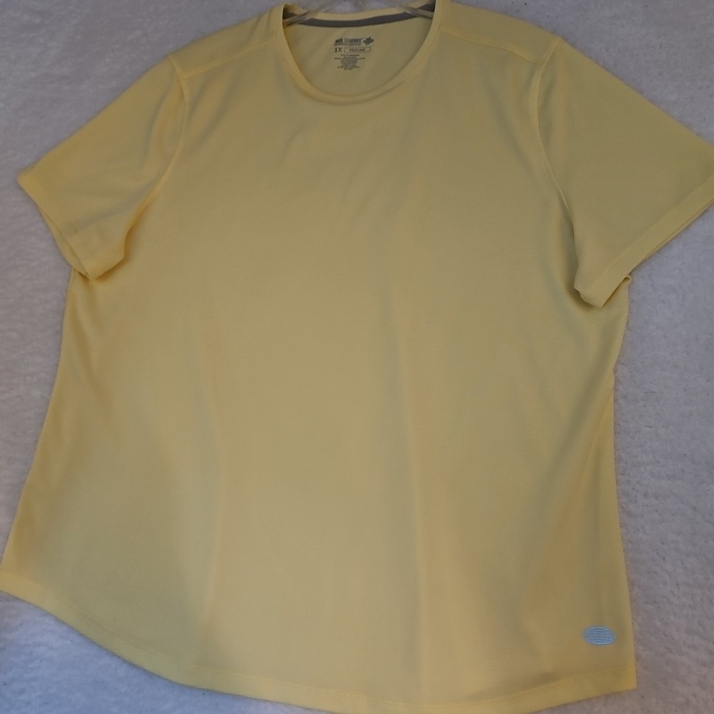 Reel Legends Freeline Womens Solid Yellow Short Sleeves V-Neck Top‎ Size 1X